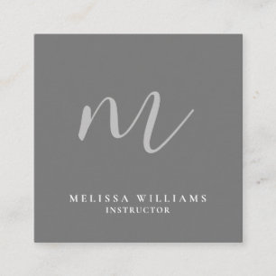 Tarjeta De Visita Cuadrada Lujo gris limpio del monograma minimalista moderno