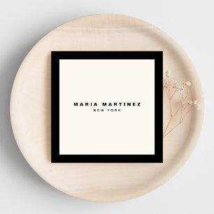 Tarjeta De Visita Cuadrada Lujo Minimalista Boutique Negro/Marfil