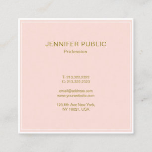 Tarjeta De Visita Cuadrada Lujo moderno profesional del oro rosado de moda de
