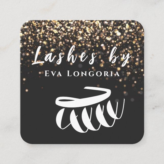 Tarjeta De Visita Cuadrada Lujo Purpurina Lashes (Anverso)