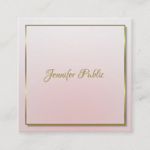 Tarjeta De Visita Cuadrada Lujoso estilo moderno dorado manuscrito nombre ros