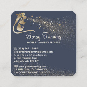 Tarjeta De Visita Cuadrada Lujoso Navy Gold Square Spray Tan Aftercare