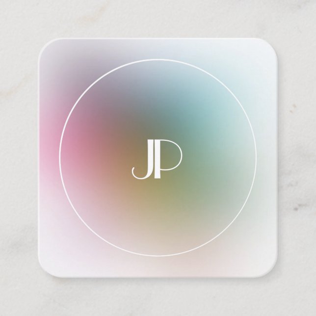 Tarjeta De Visita Cuadrada Lujoso y elegante plantilla de monograma dorado (Anverso)