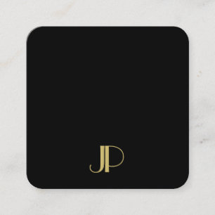 Tarjeta De Visita Cuadrada Lujoso y elegante plantilla de monograma dorado