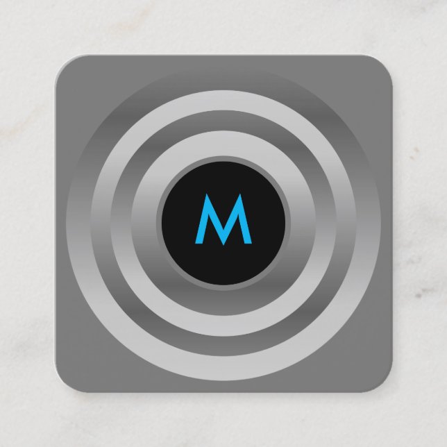 Tarjeta De Visita Cuadrada Lujoso y moderno marco de botón redondo futurista (Anverso)