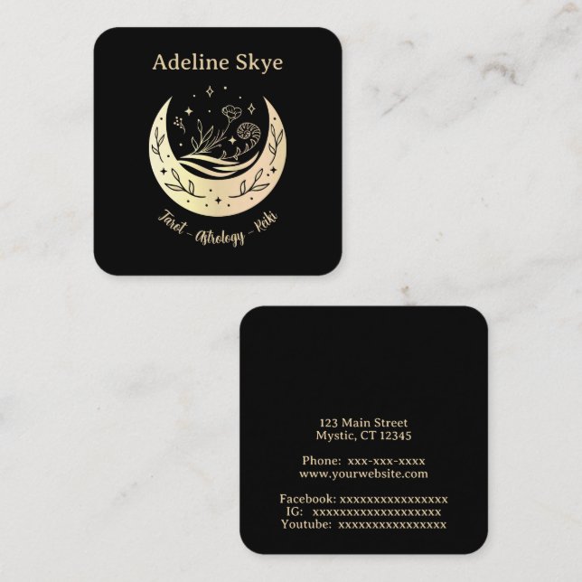 Tarjeta De Visita Cuadrada Luna celeste (Anverso / Reverso)