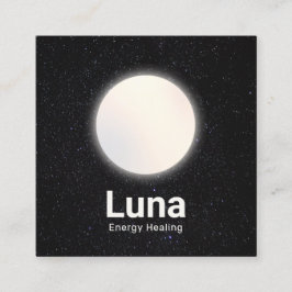 Tarjeta De Visita Cuadrada Luna completa y estrellas Universo Celestial