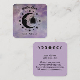 Tarjeta De Visita Cuadrada Luna y estrellas celestes