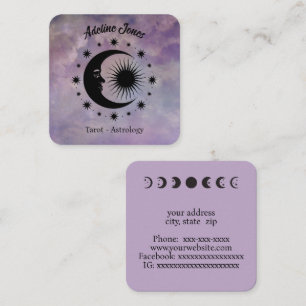 Tarjeta De Visita Cuadrada Luna y estrellas celestes