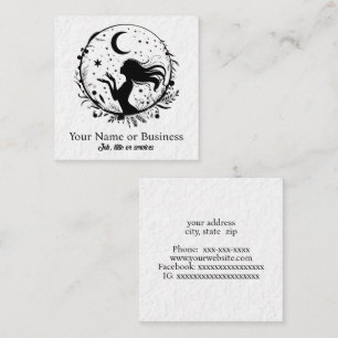 Tarjeta De Visita Cuadrada Luna y estrellas celestes