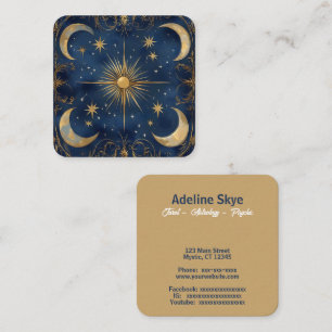 Tarjeta De Visita Cuadrada Luna y estrellas celestes