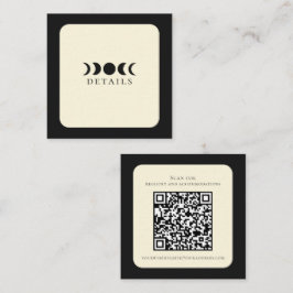 Tarjeta De Visita Cuadrada Lunar Luxe Negro y Crema Bodas de Fase Lunar