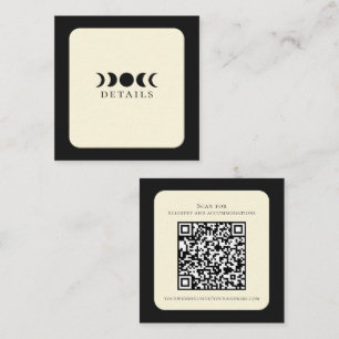 Tarjeta De Visita Cuadrada Lunar Luxe Negro y Crema Bodas de Fase Lunar 