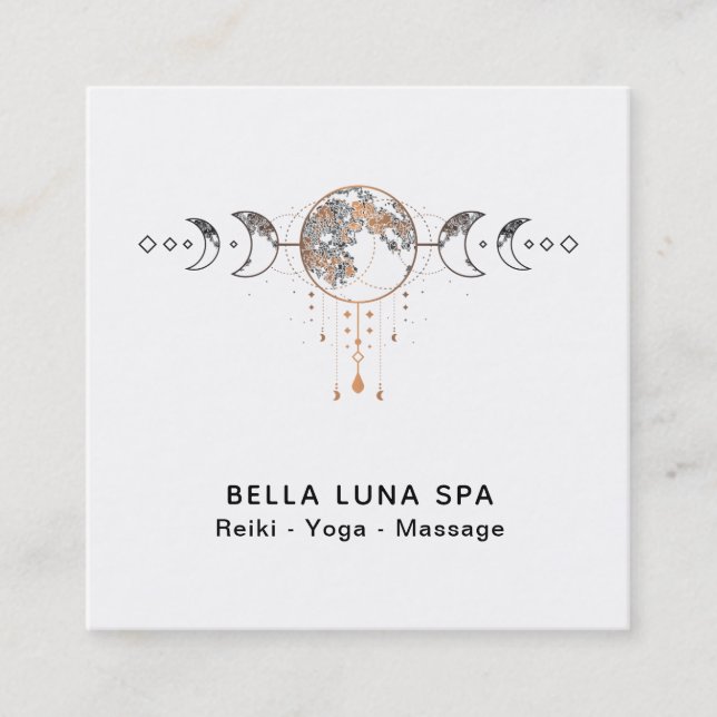 Tarjeta De Visita Cuadrada Lunas lunares del Shaman del universo cósmico de (Anverso)