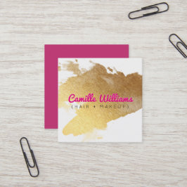 Tarjeta De Visita Cuadrada LUXE glam MINIMALISTA faux oro Relieve metalizado 