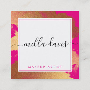 Tarjeta De Visita Cuadrada LUXE GOLD bonito glamour moderno dorado rosa brill