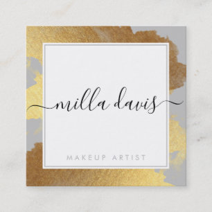 Tarjeta De Visita Cuadrada LUXE GOLD bonito moderno de cristal dorado gris pá