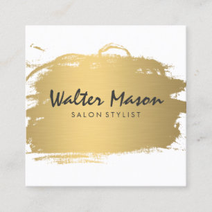 Tarjeta De Visita Cuadrada Luxe Gold Brushed Modern Text