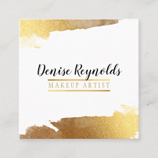 Tarjeta De Visita Cuadrada LUXE GOLD EDGED elegante moda de jefe moderno (Anverso)