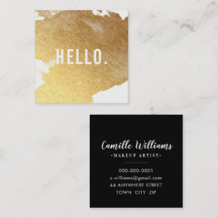 Tarjeta De Visita Cuadrada LUXE MINIMALISTA glam faux oro Relieve metalizado 