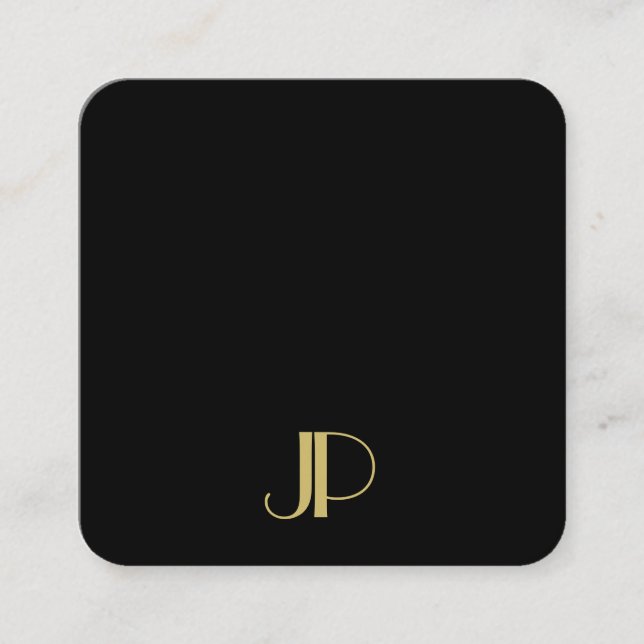 Tarjeta De Visita Cuadrada Luxurious Elegant Template Monogram Black And Gold (Anverso)