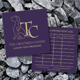Tarjeta De Visita Cuadrada Luxury Dog Grooming Business Card Deep Plum