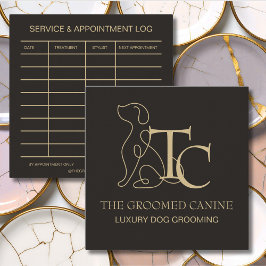Tarjeta De Visita Cuadrada Luxury Dog Grooming Business Card Espresso Bean