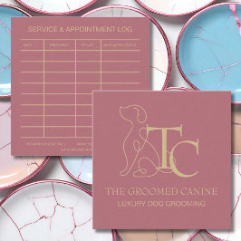 Tarjeta De Visita Cuadrada Luxury Dog Grooming Business Card Pet Rose Gold