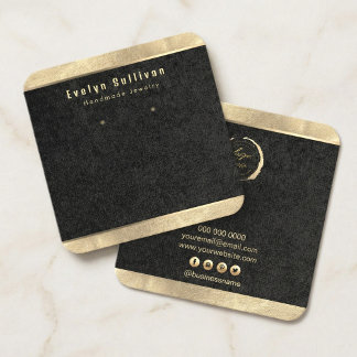 Tarjeta De Visita Cuadrada Luxury Gold & Black Jewelry Display Card – Minimal