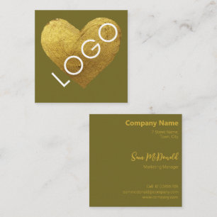 TARJETA DE VISITA CUADRADA LUXURY GOLD YELLOW GREEN LOGO PROMOCIONAL COMPAÑÍA