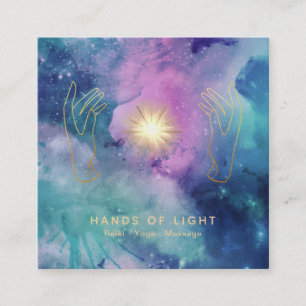 Tarjeta De Visita Cuadrada Luz cósmica de las estrellas del universo curativ