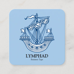 Tarjeta De Visita Cuadrada Lymphad (barco heráldico) - Azul índigo