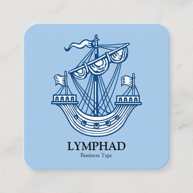 Tarjeta De Visita Cuadrada Lymphad (barco heráldico) - Azul índigo (Anverso)