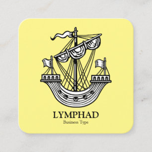 Tarjeta De Visita Cuadrada Lymphad (barco heráldico) - Negro sobre azul claro