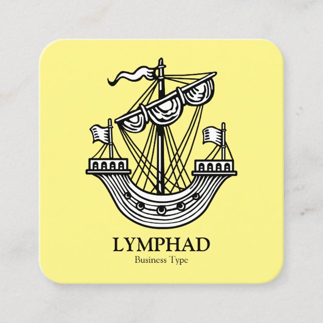 Tarjeta De Visita Cuadrada Lymphad (barco heráldico) - Negro sobre azul claro (Anverso)