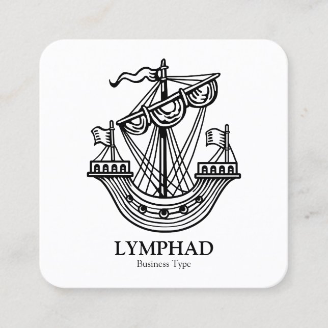 Tarjeta De Visita Cuadrada Lymphad (barco heráldico) - Negro sobre blanco (Anverso)
