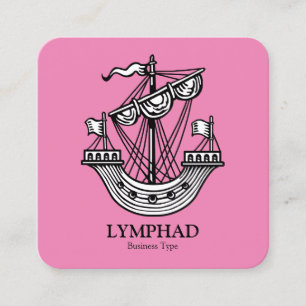 Tarjeta De Visita Cuadrada Lymphad (barco heráldico) - Negro sobre rosa