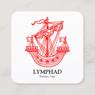 Tarjeta De Visita Cuadrada Lymphad (barco heráldico) - Rojo sobre negro