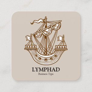 Tarjeta De Visita Cuadrada Lymphad (Barco heráldico) - Tuerca en Lt Walnut
