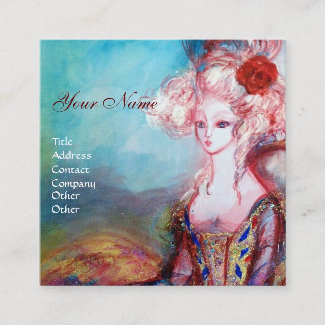 Tarjeta De Visita Cuadrada MADAME POMPADOUR Beauty, Salon, Spa, Makeup Artist (Anverso)