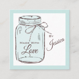 Tarjeta De Visita Cuadrada Made with Love Mason Jar Business Card