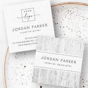 Tarjeta De Visita Cuadrada Madera gris claro logotipo personalizado elegante
