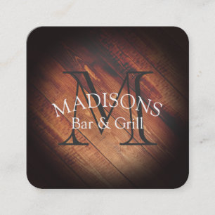 Tarjeta De Visita Cuadrada Madera Rusa con Monograma