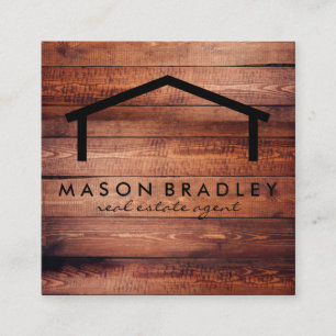 Tarjeta De Visita Cuadrada Madera Rústica/Inmobiliaria