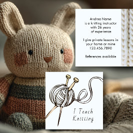 Tarjeta De Visita Cuadrada Maestra de Artes Yarn de Agujas de Punto