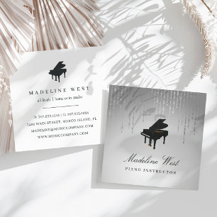 Tarjeta De Visita Cuadrada Maestra de Música Elegante de Piano Instructor de
