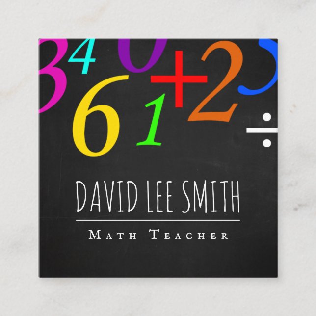 Tarjeta De Visita Cuadrada Maestra/Math Tutor (Anverso)