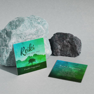Tarjeta De Visita Cuadrada Maestro de Reiki Natural Instructor de Meditación