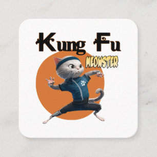Tarjeta De Visita Cuadrada Maestro Kung Fu Meow