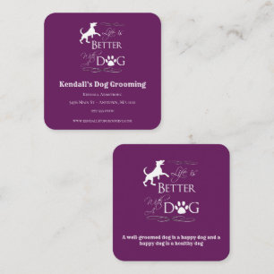 Tarjeta De Visita Cuadrada Magenta Cita divertida Perro Grooming